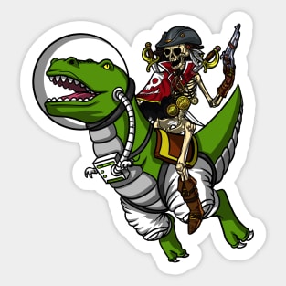 Skeleton Pirate Riding T-Rex Dinosaur Sticker